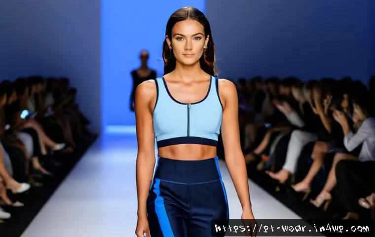 Home 17 스마트 의류의 패션쇼 사례 - Photorealistic São Paulo fashion week runway featuring a confident adult model wearing elegant smart...